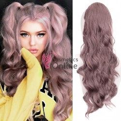Extensie de par coada tip Mesa ondulata cu elastic de 60 cm Lila cu Blond Inchis Mixt  WM158